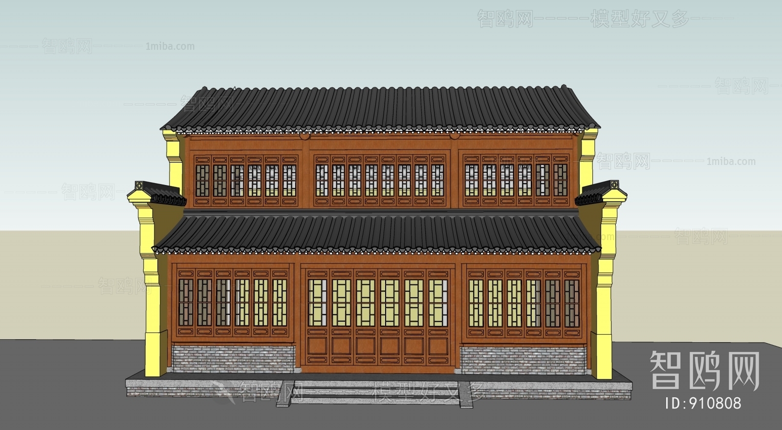 中式中国古建徽派建筑小楼房