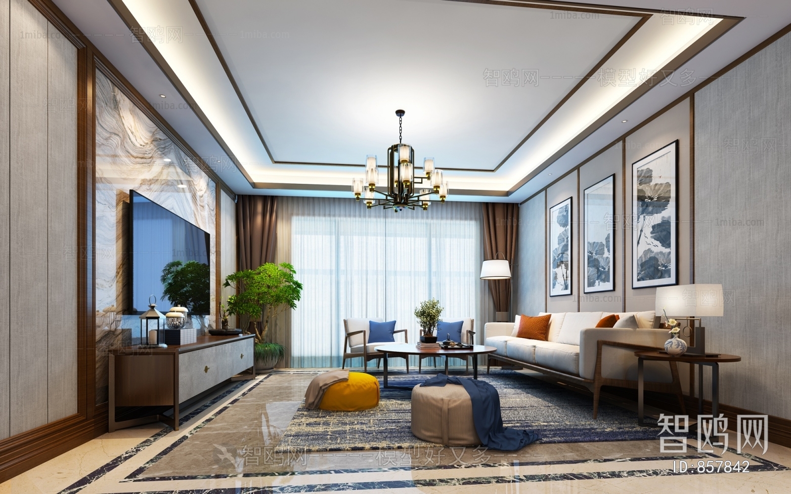 New Chinese Style A Living Room