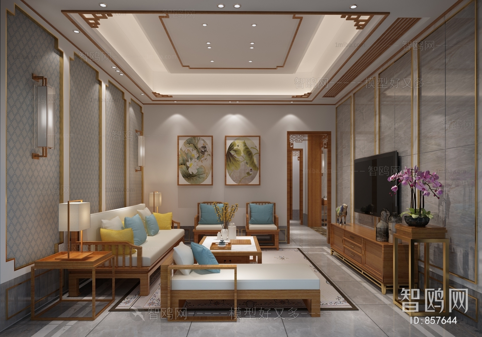 New Chinese Style A Living Room