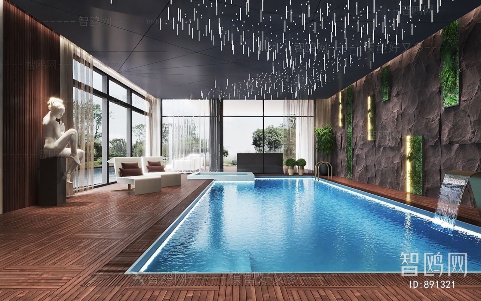 现代别墅游泳池
