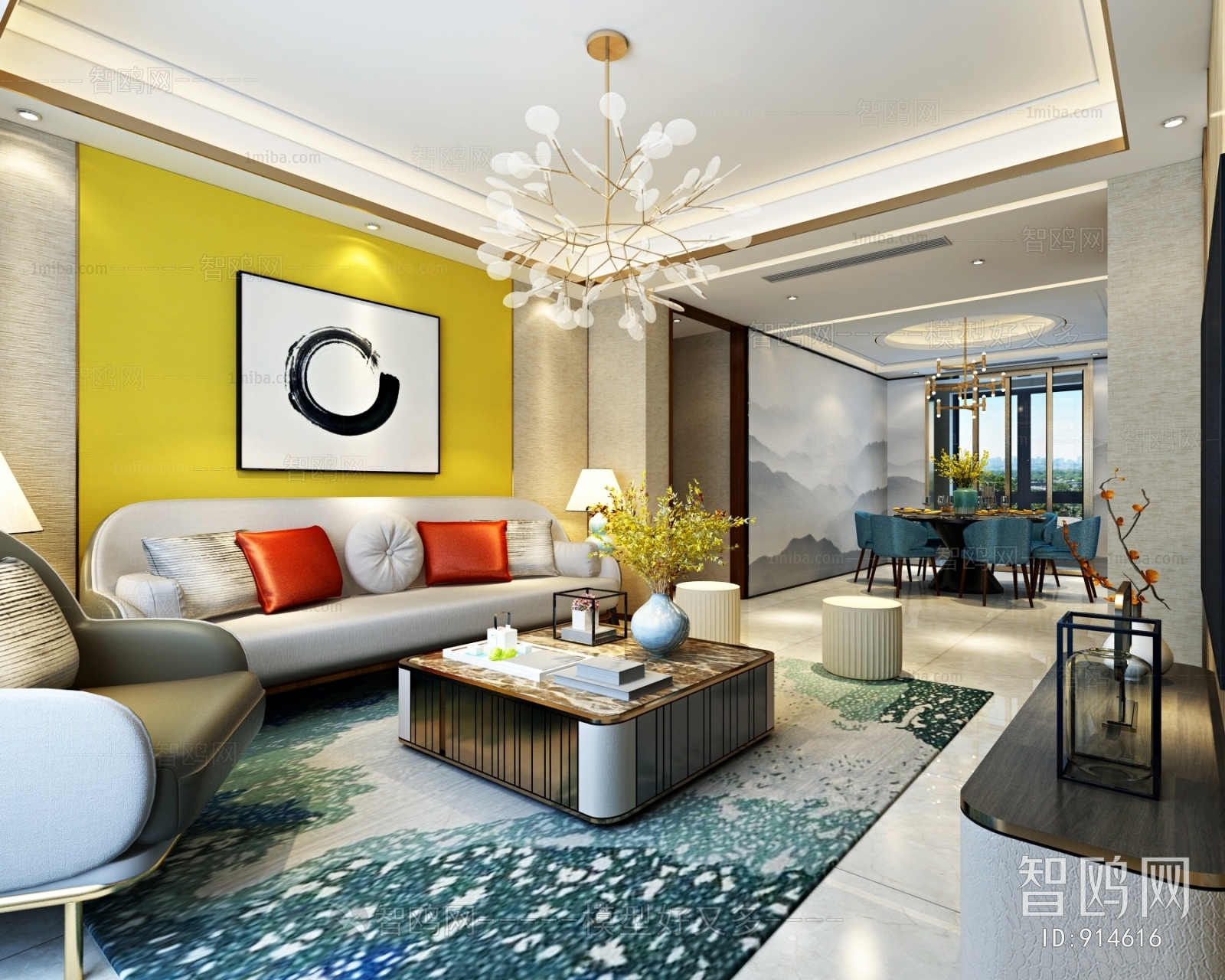 New Chinese Style A Living Room