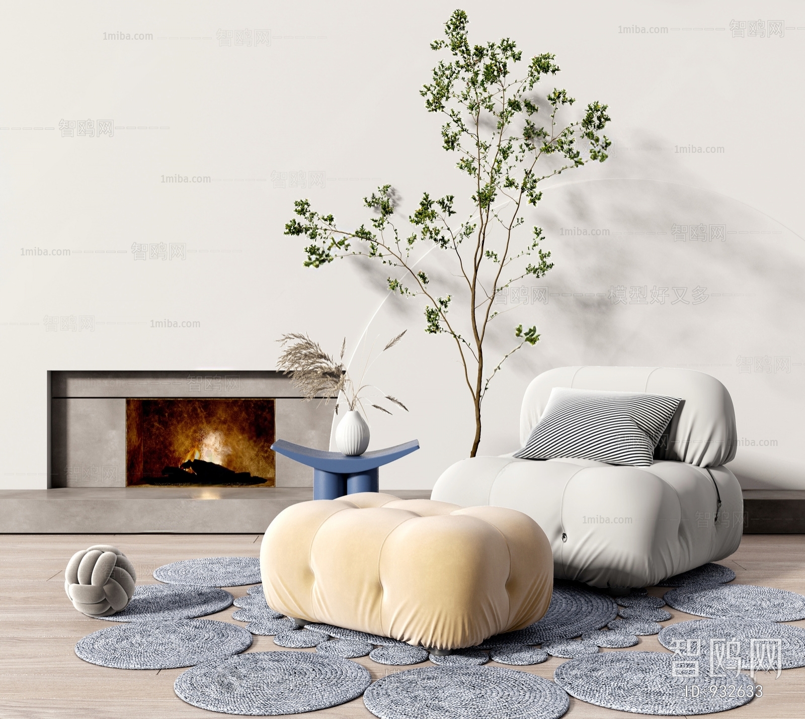 现代懒人沙发3D模型下载