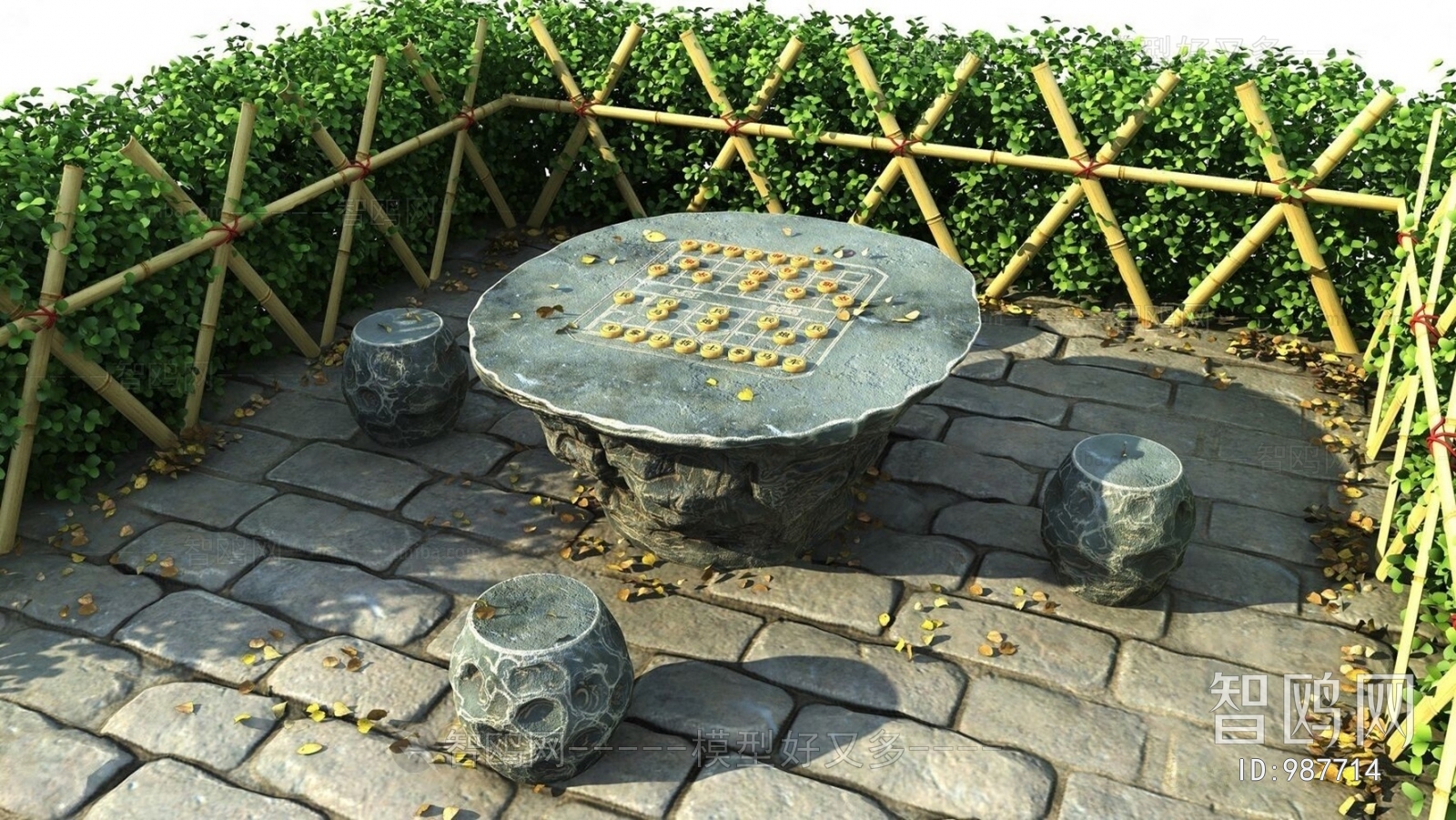 中式石桌棋台