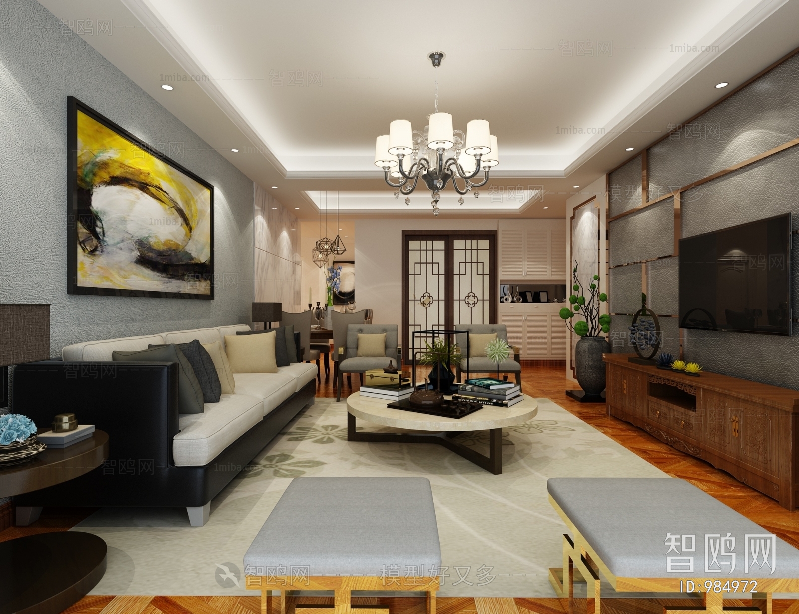 New Chinese Style A Living Room