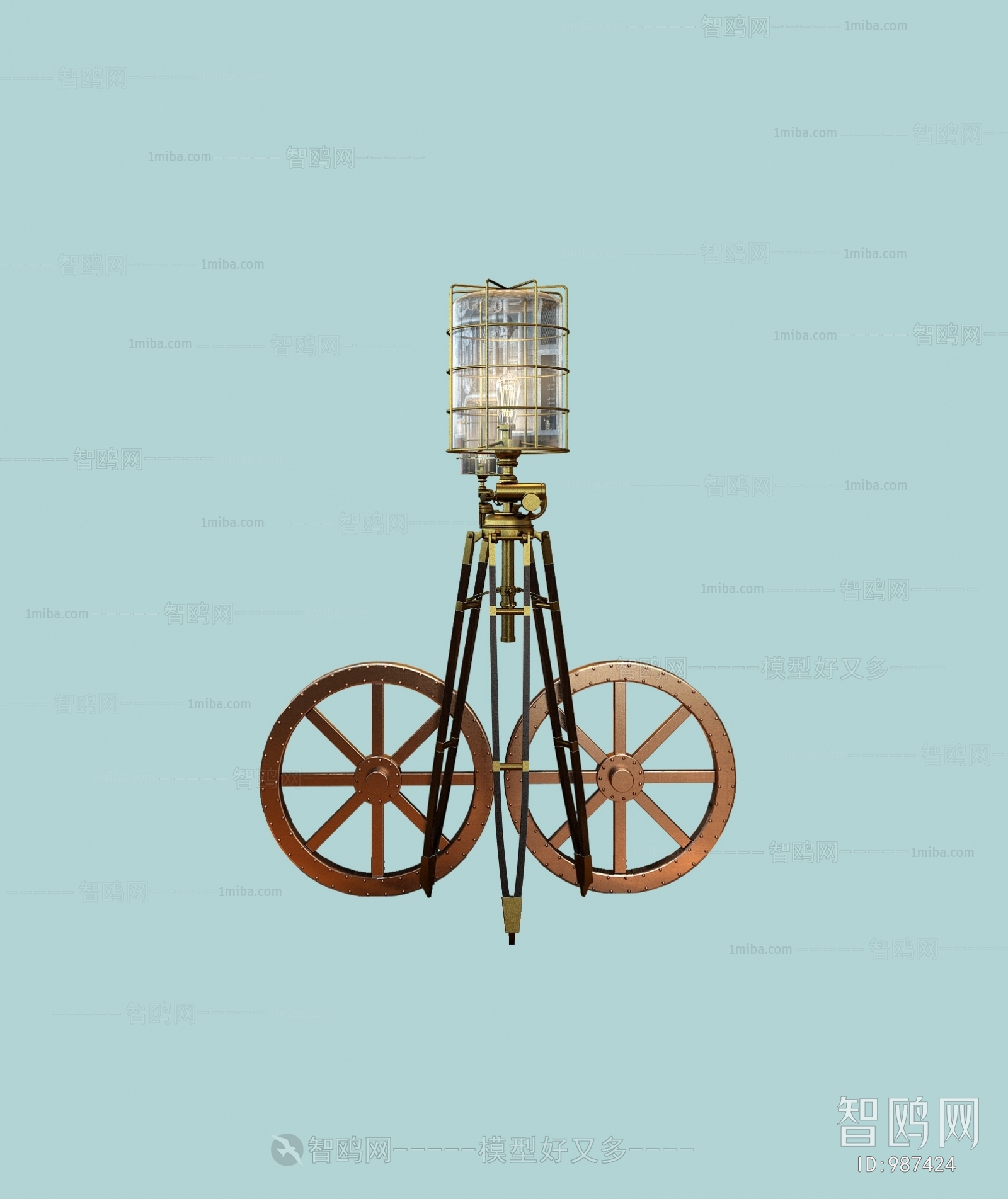 工业风轮子台灯