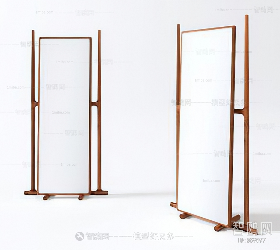 新中式极简木质穿衣镜