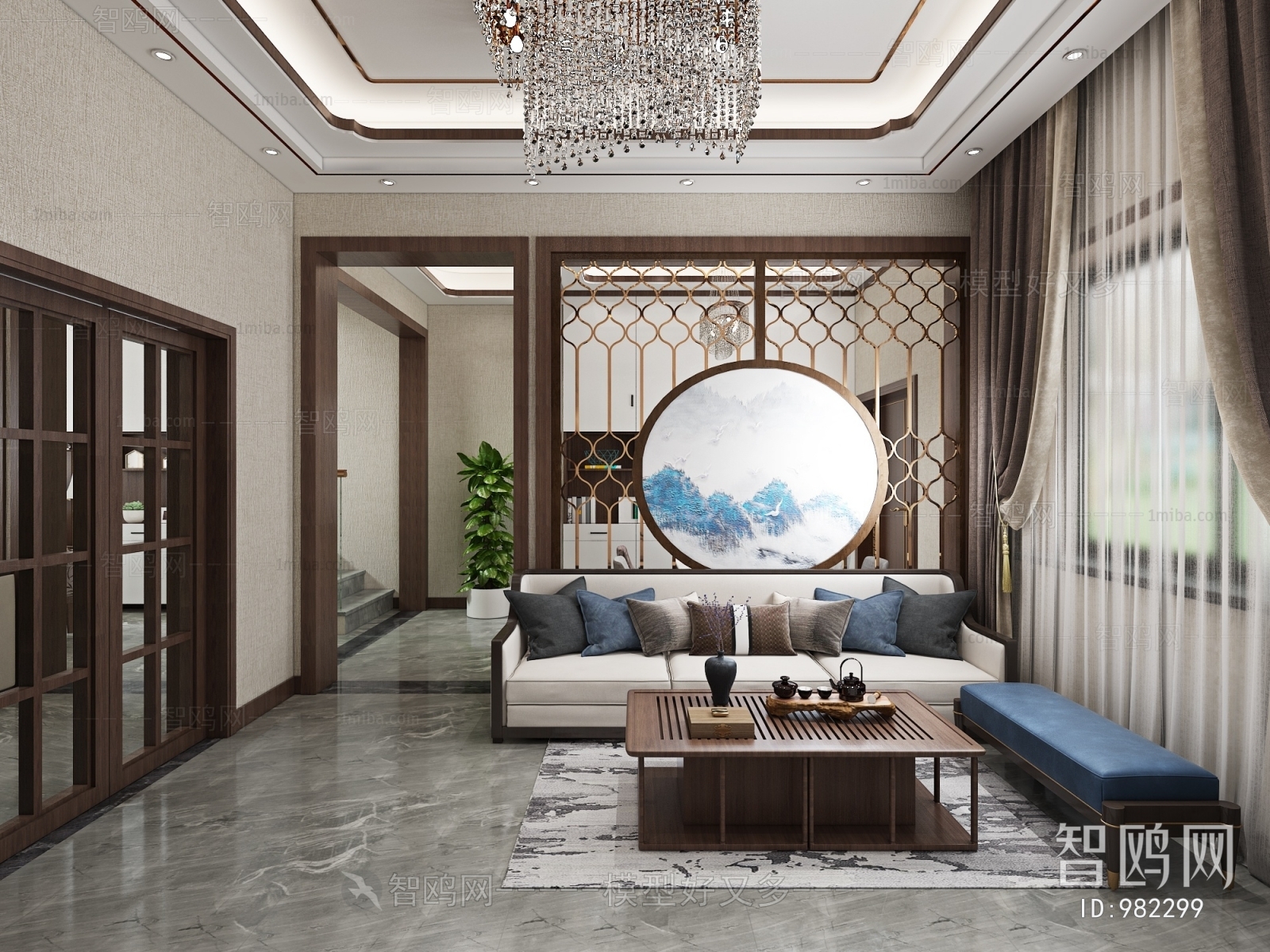 New Chinese Style A Living Room