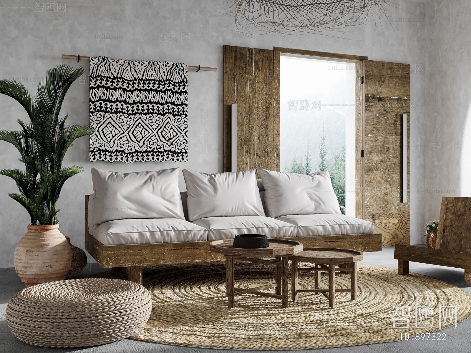 Nordic Style Three-seat Sofa
