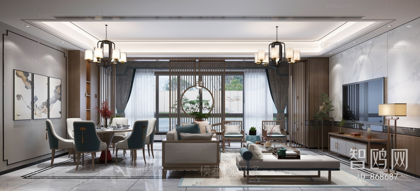 New Chinese Style A Living Room