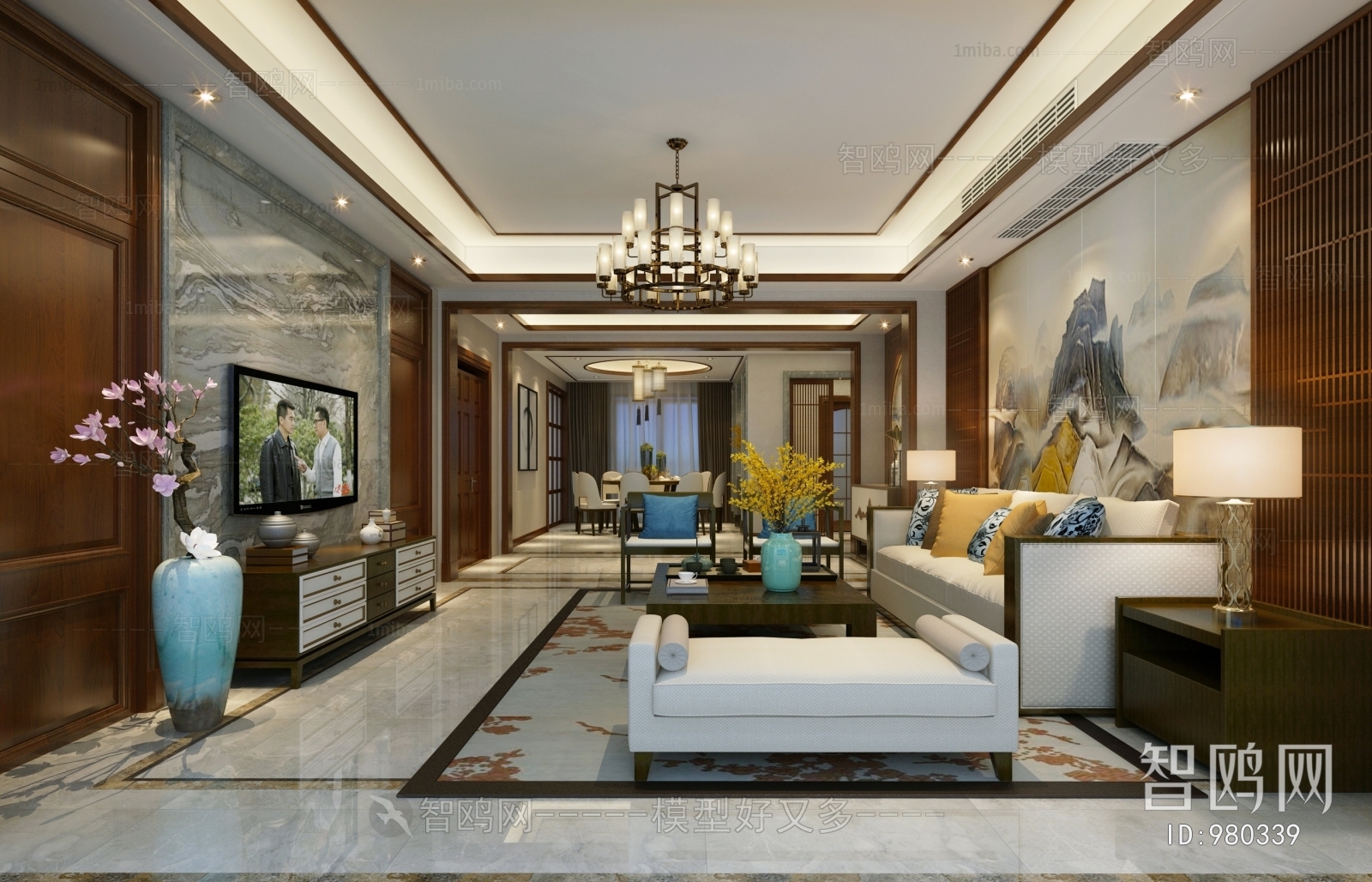 New Chinese Style A Living Room