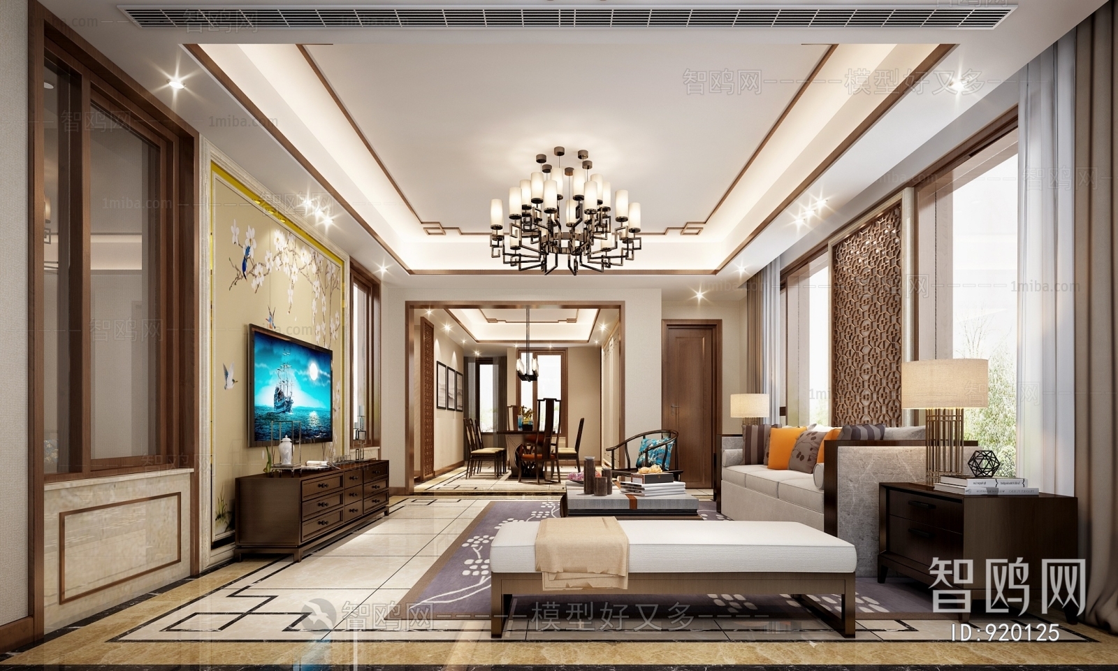 New Chinese Style A Living Room