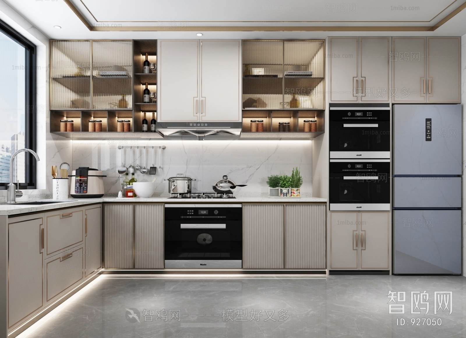 新中式厨房3D模型下载