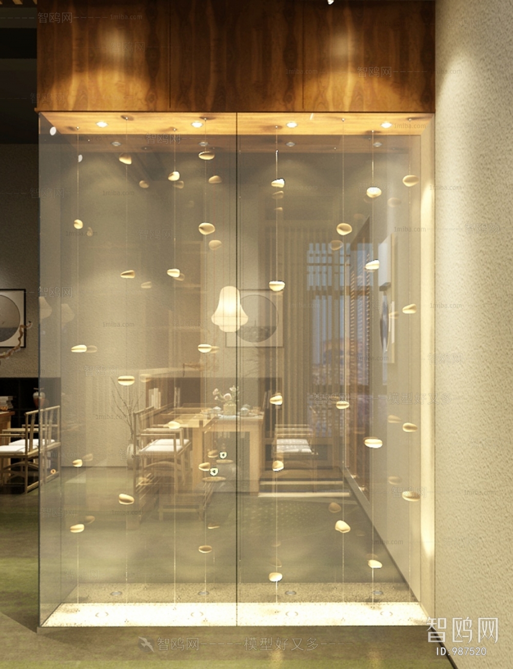 New Chinese Style Glass Screen Partition