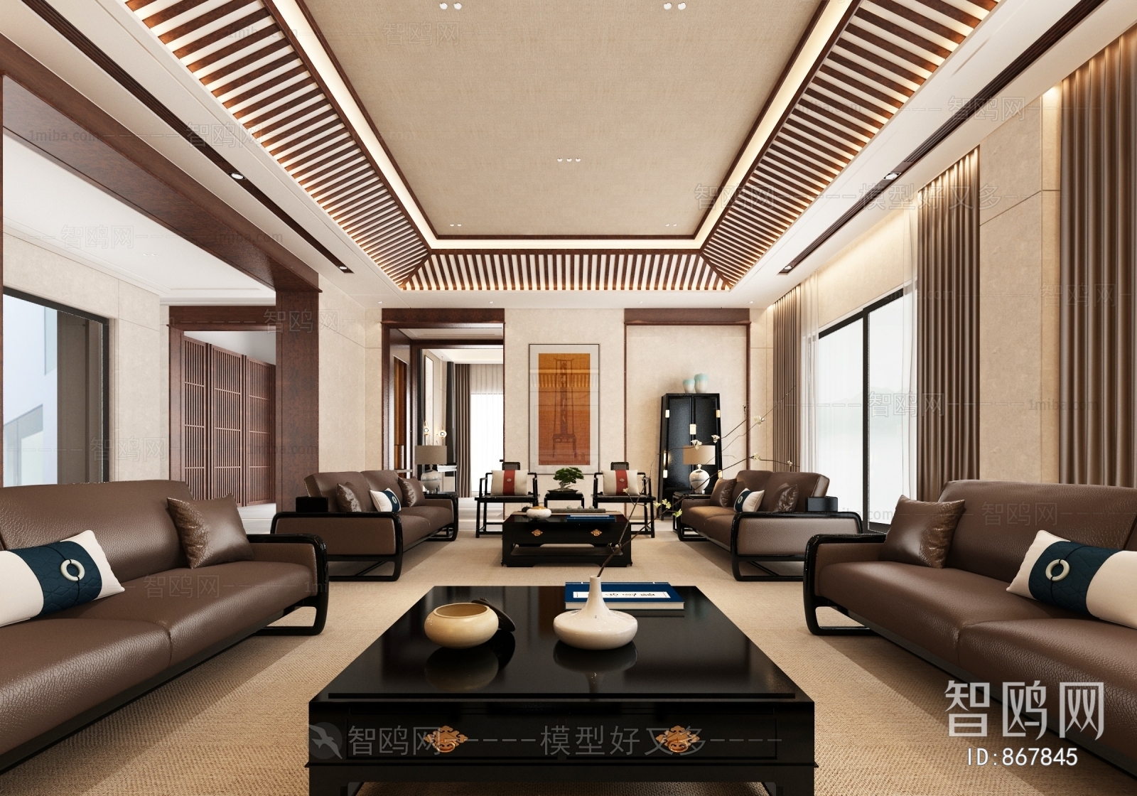 New Chinese Style Office Living Room