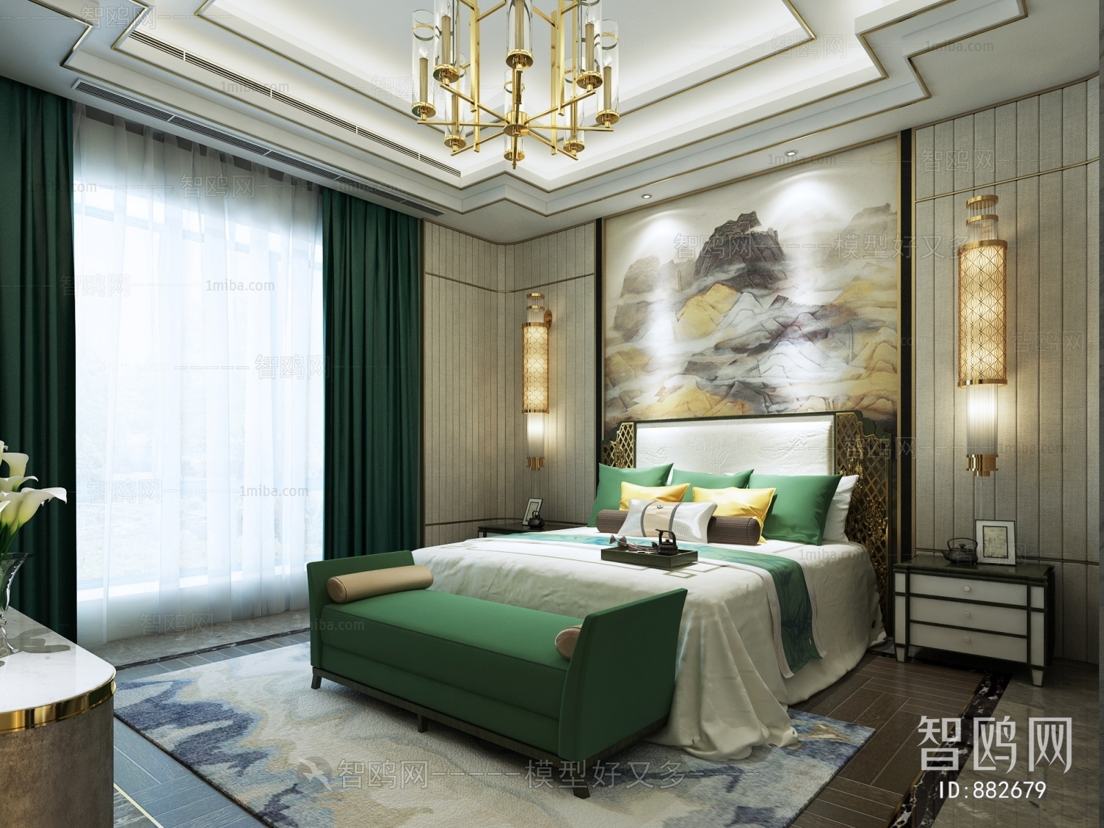 New Chinese Style Bedroom