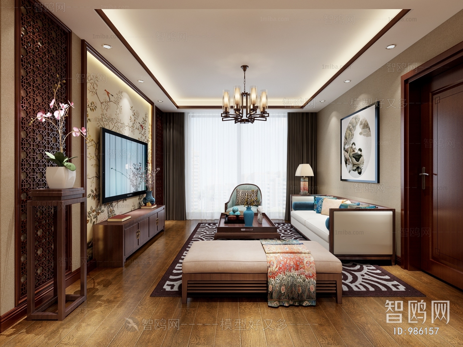 New Chinese Style A Living Room