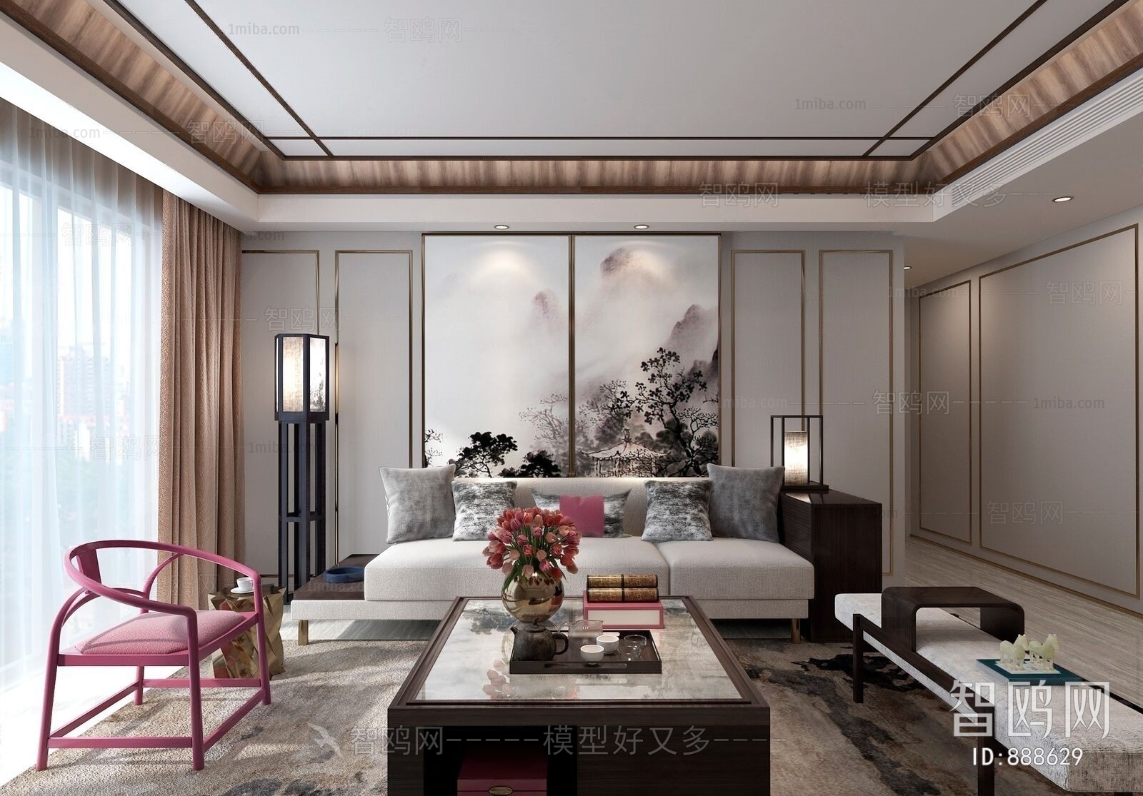 New Chinese Style A Living Room