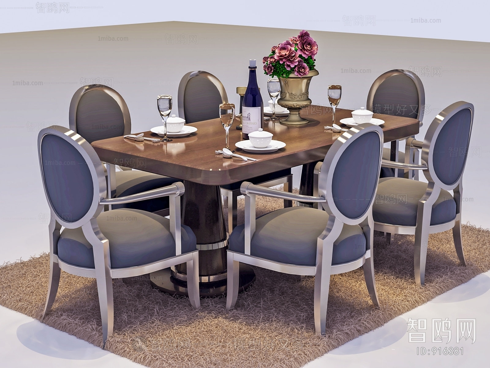 Simple European Style Dining Table And Chairs