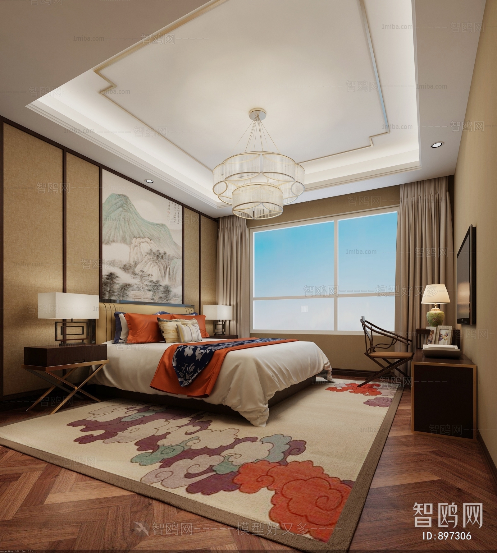 New Chinese Style Bedroom