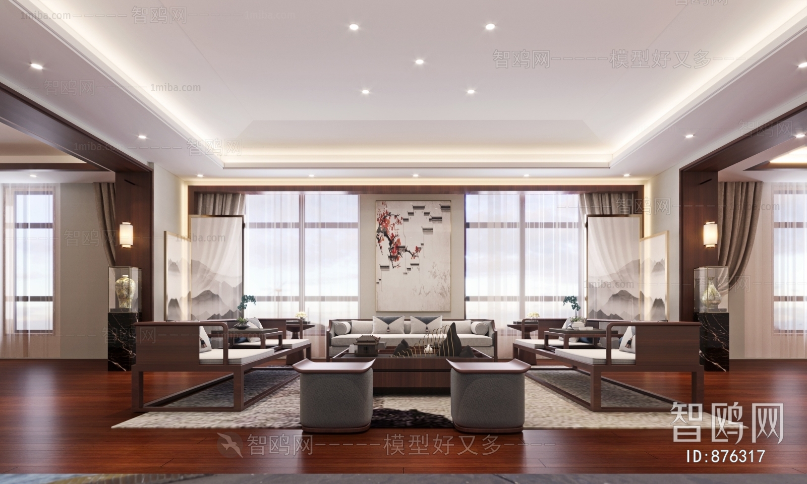 New Chinese Style Office Living Room