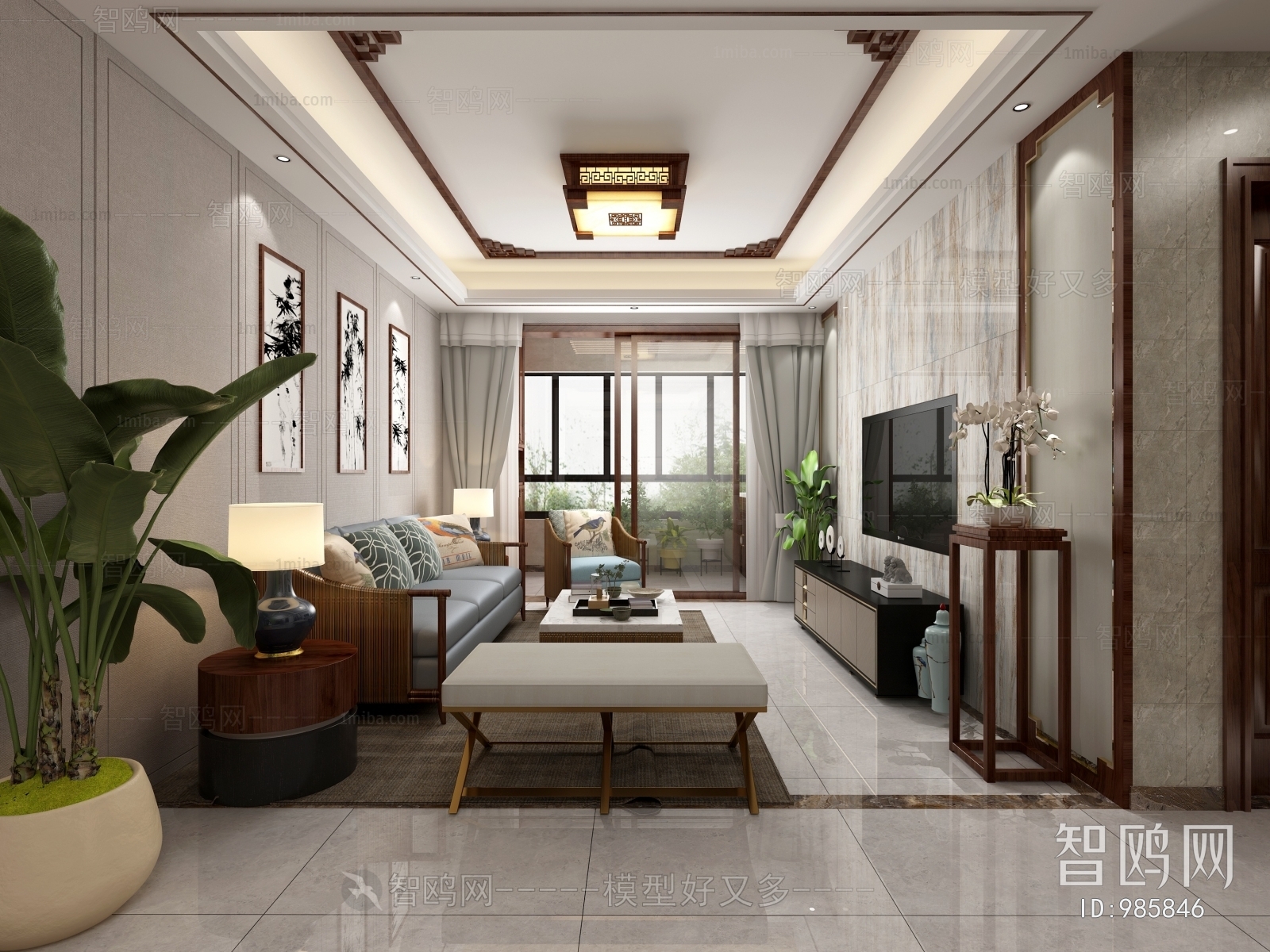 New Chinese Style A Living Room