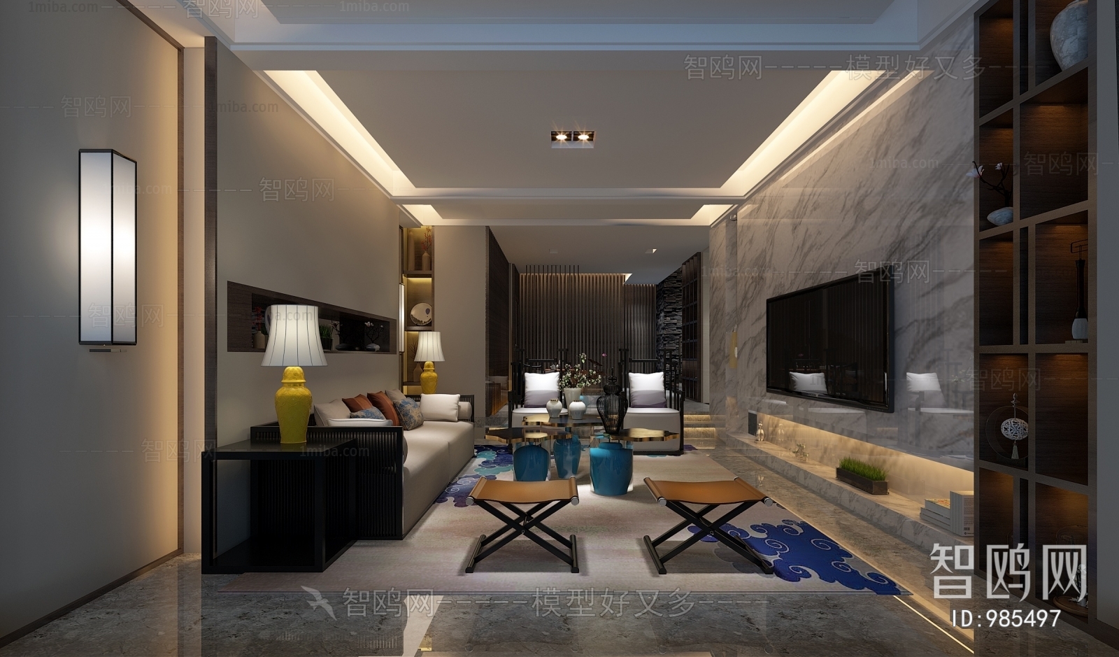 New Chinese Style A Living Room