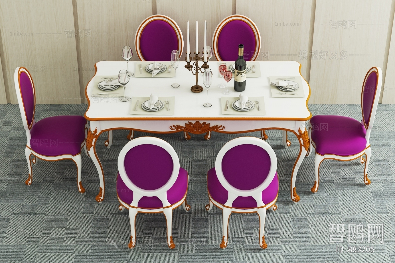 European Style Dining Table And Chairs