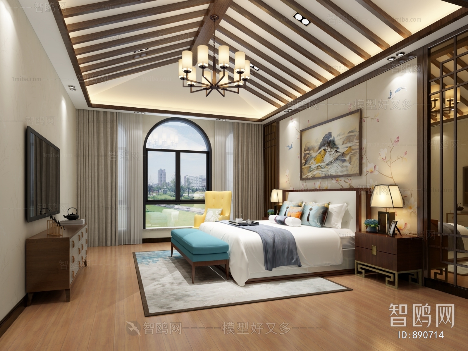 New Chinese Style Bedroom