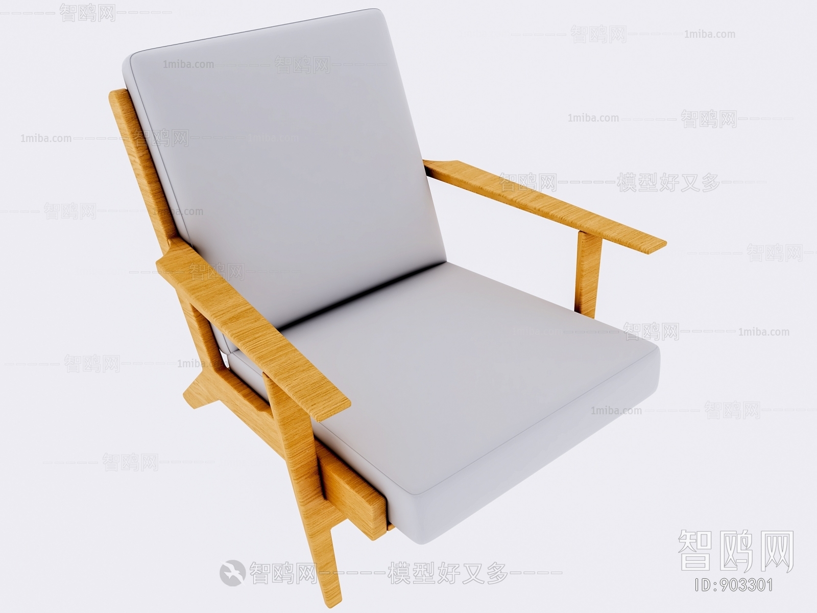 日式木质单人沙发