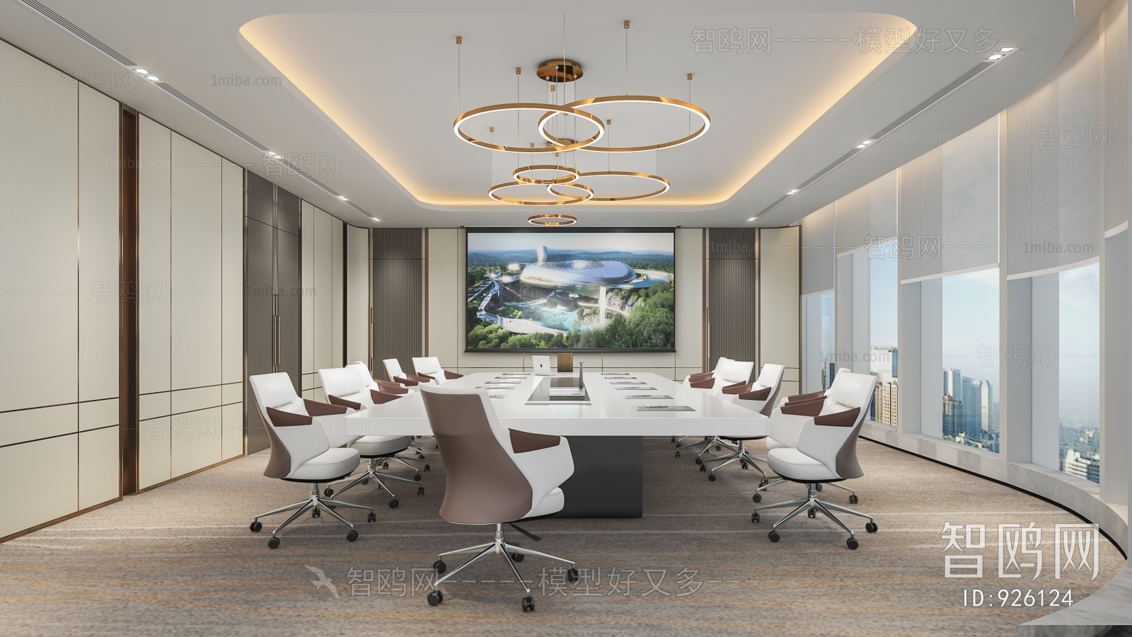 现代办公会议室3D模型下载