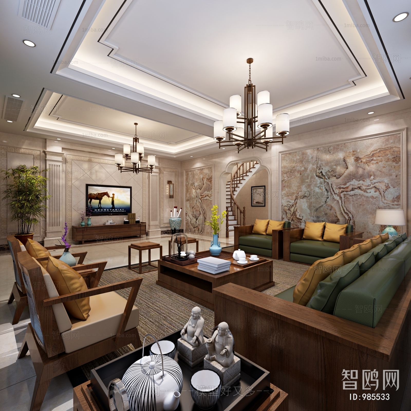 New Chinese Style A Living Room