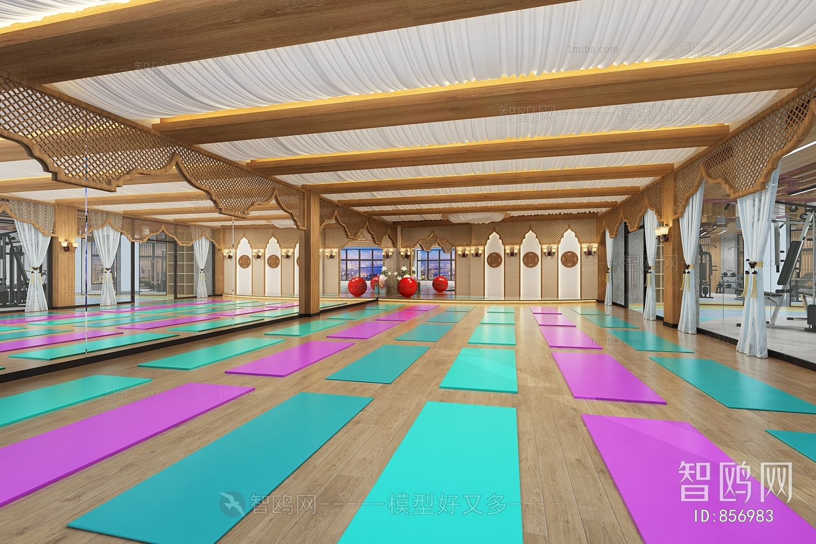 Industrial Style Yoga Room