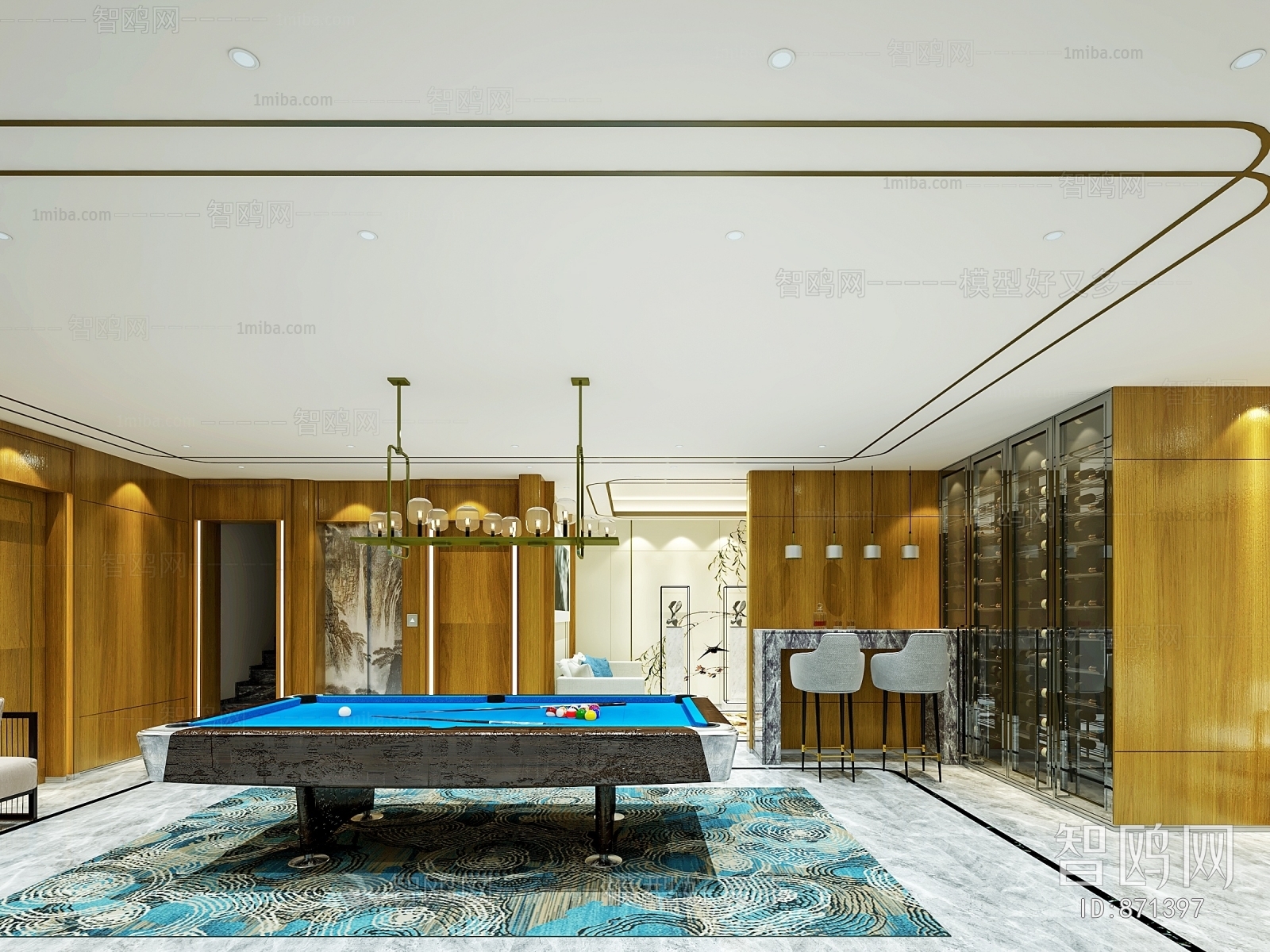 New Chinese Style Billiards Room