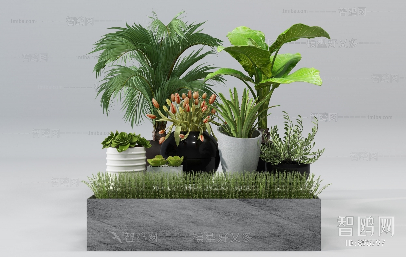 Modern Potted Green Plant