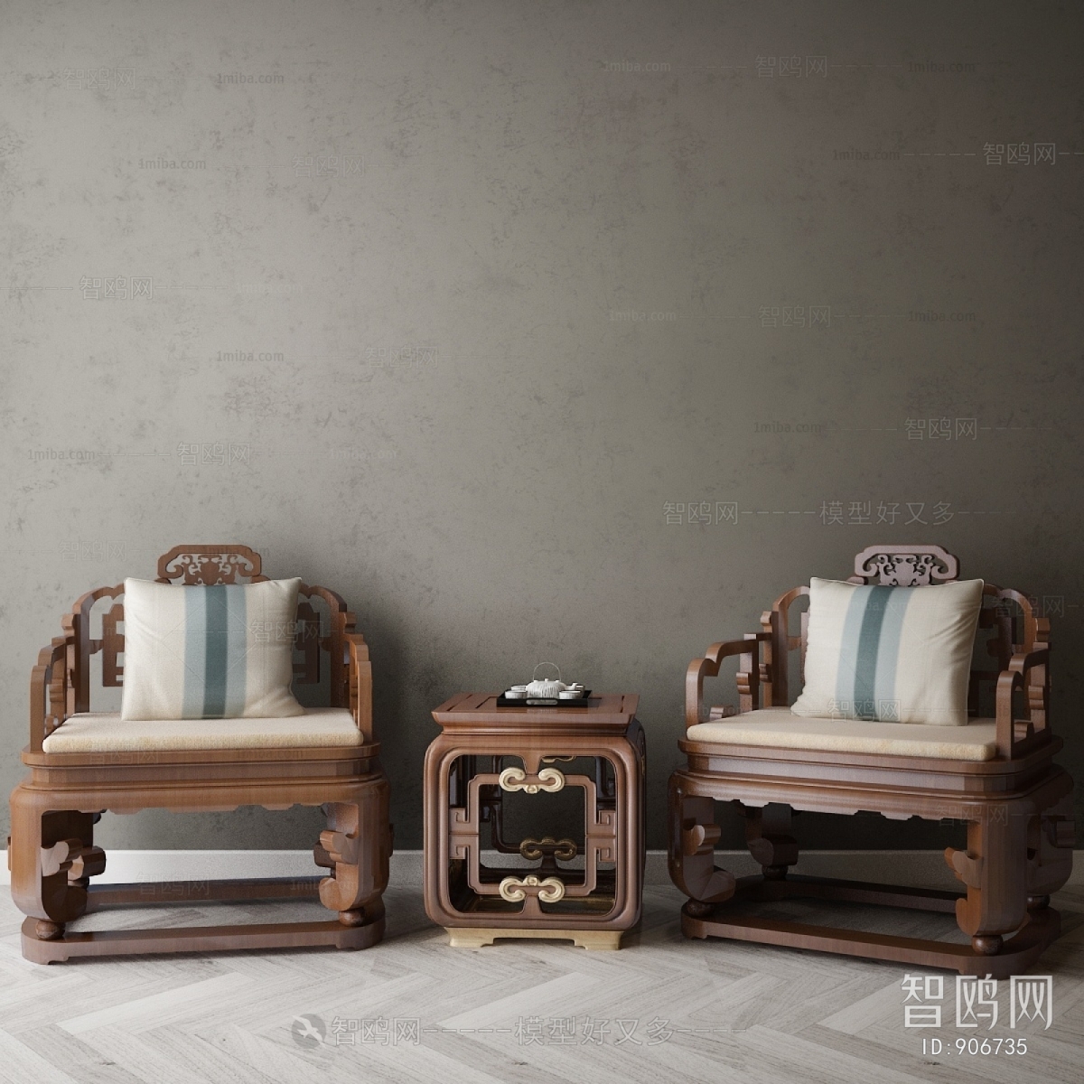 New Chinese Style Single Sofa