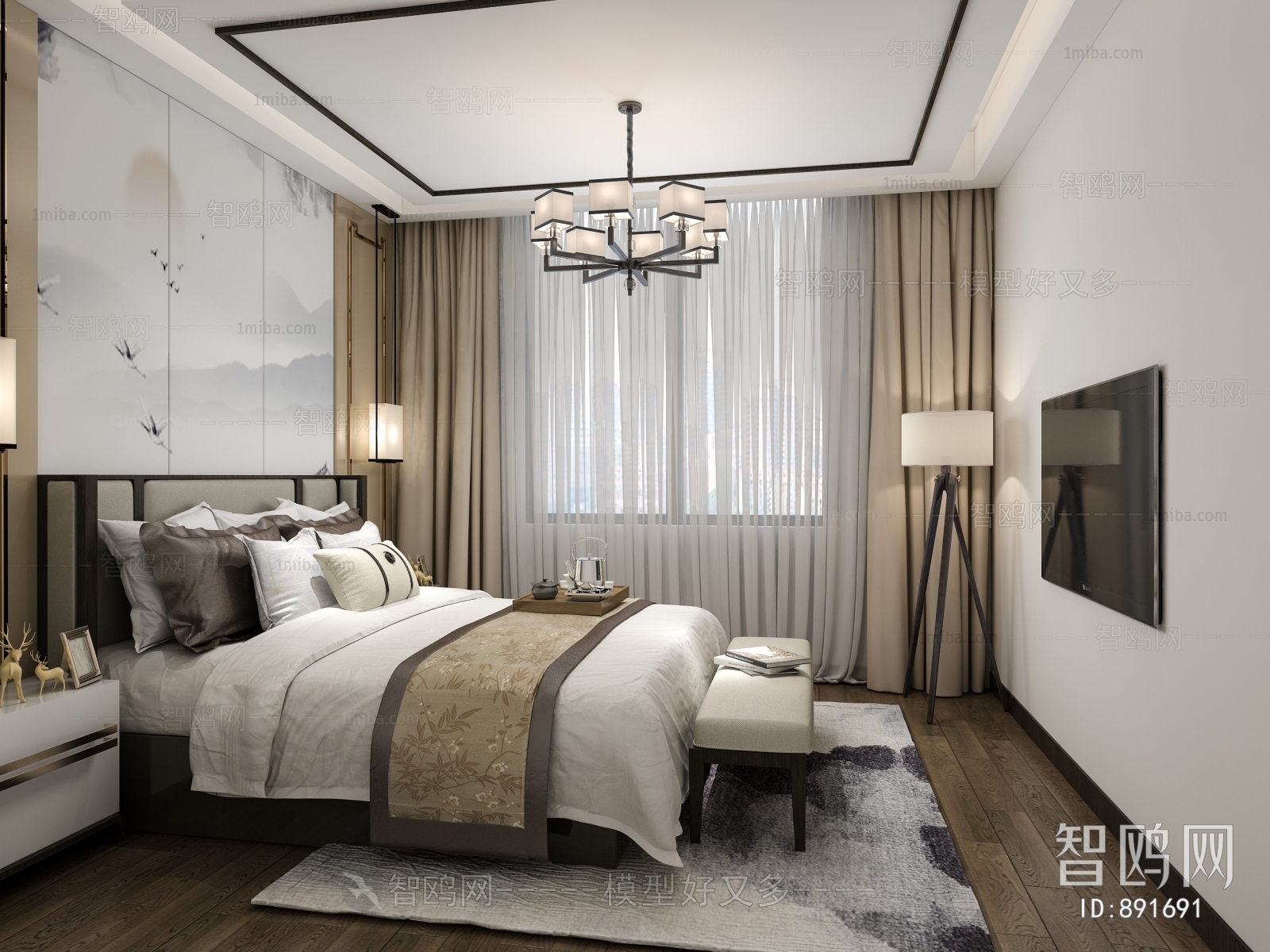 New Chinese Style Bedroom