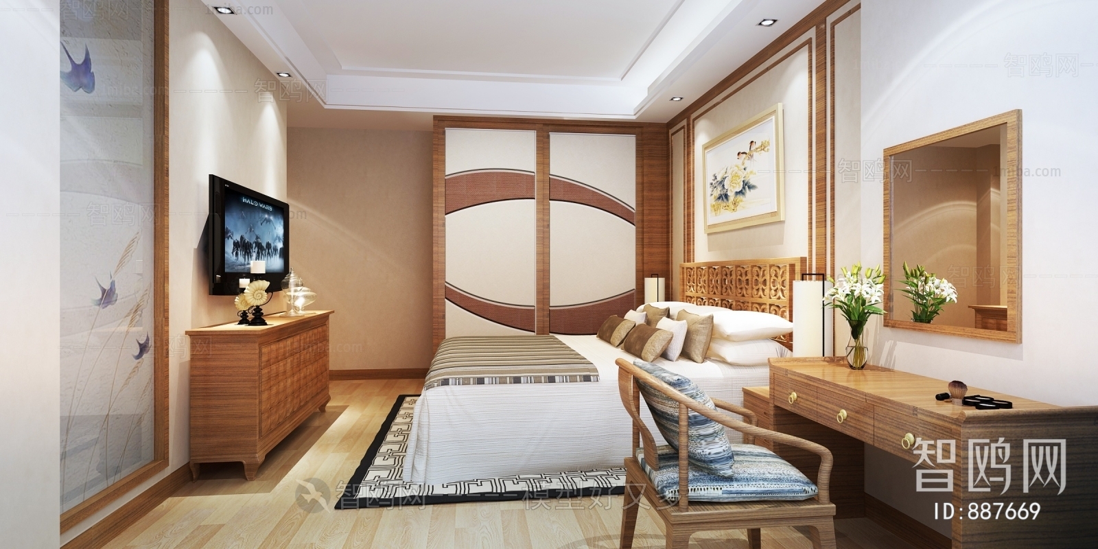 New Chinese Style Bedroom