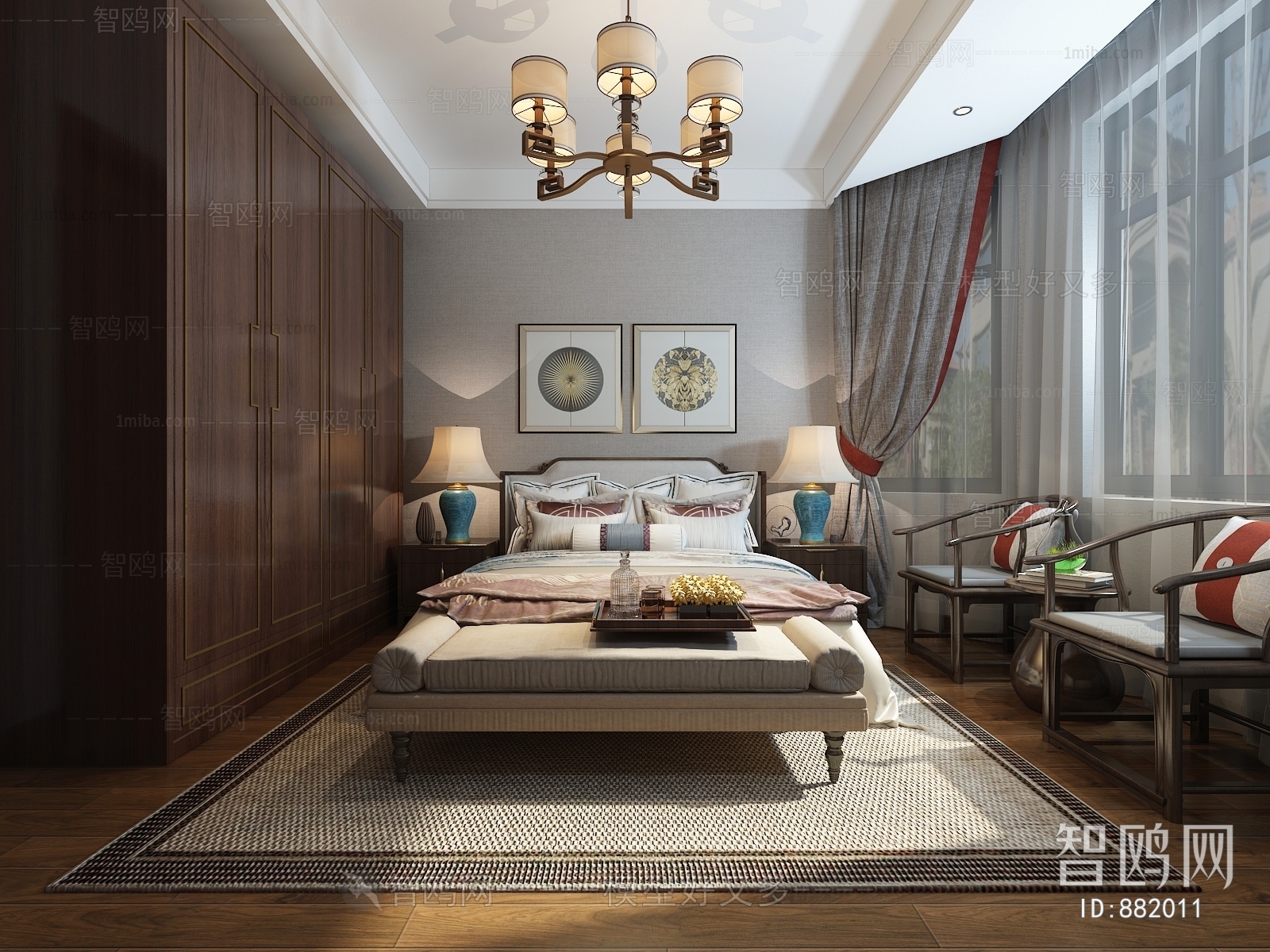 New Chinese Style Bedroom