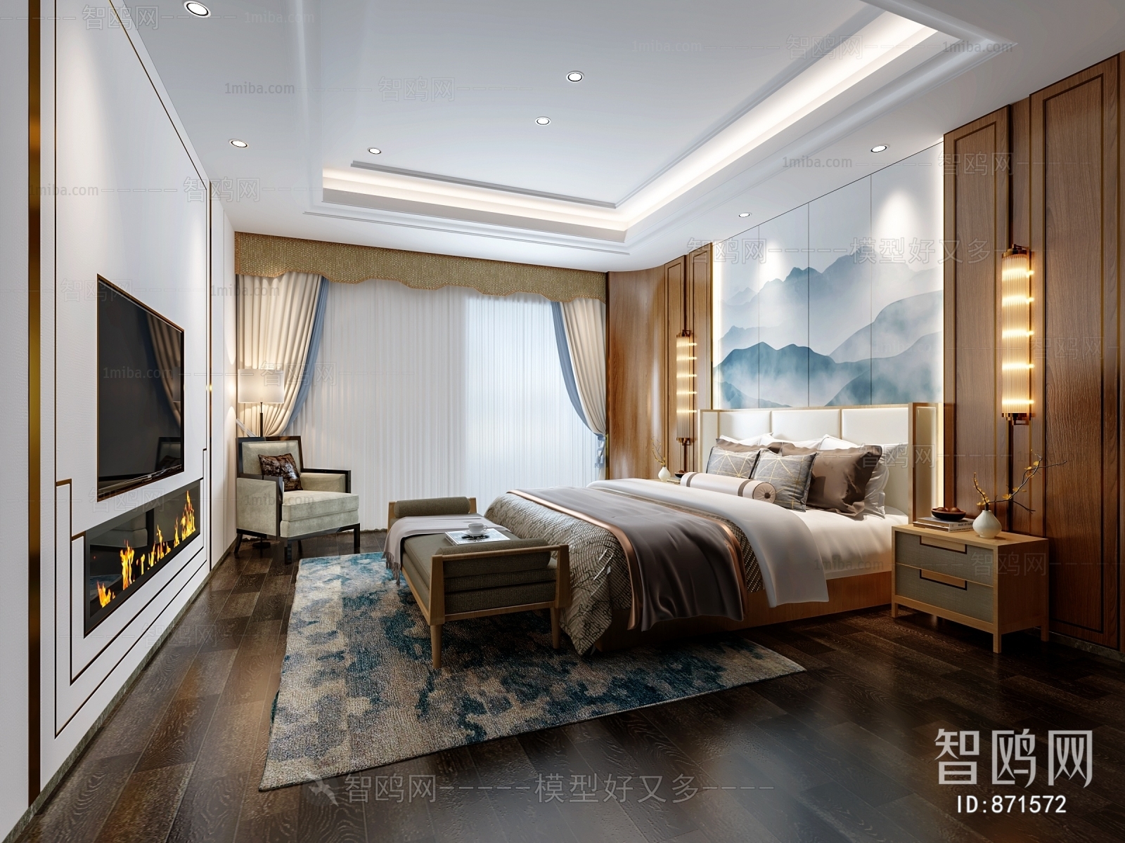 New Chinese Style Bedroom