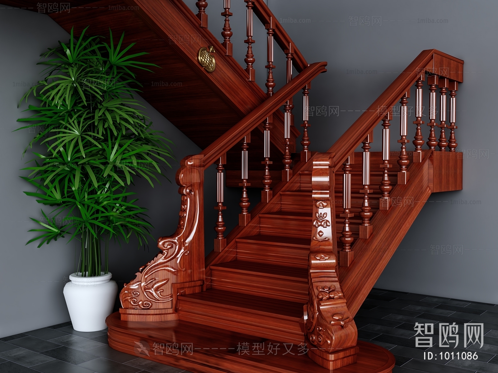 欧式家装室内楼梯扶手装修设计效果图_别墅设计图