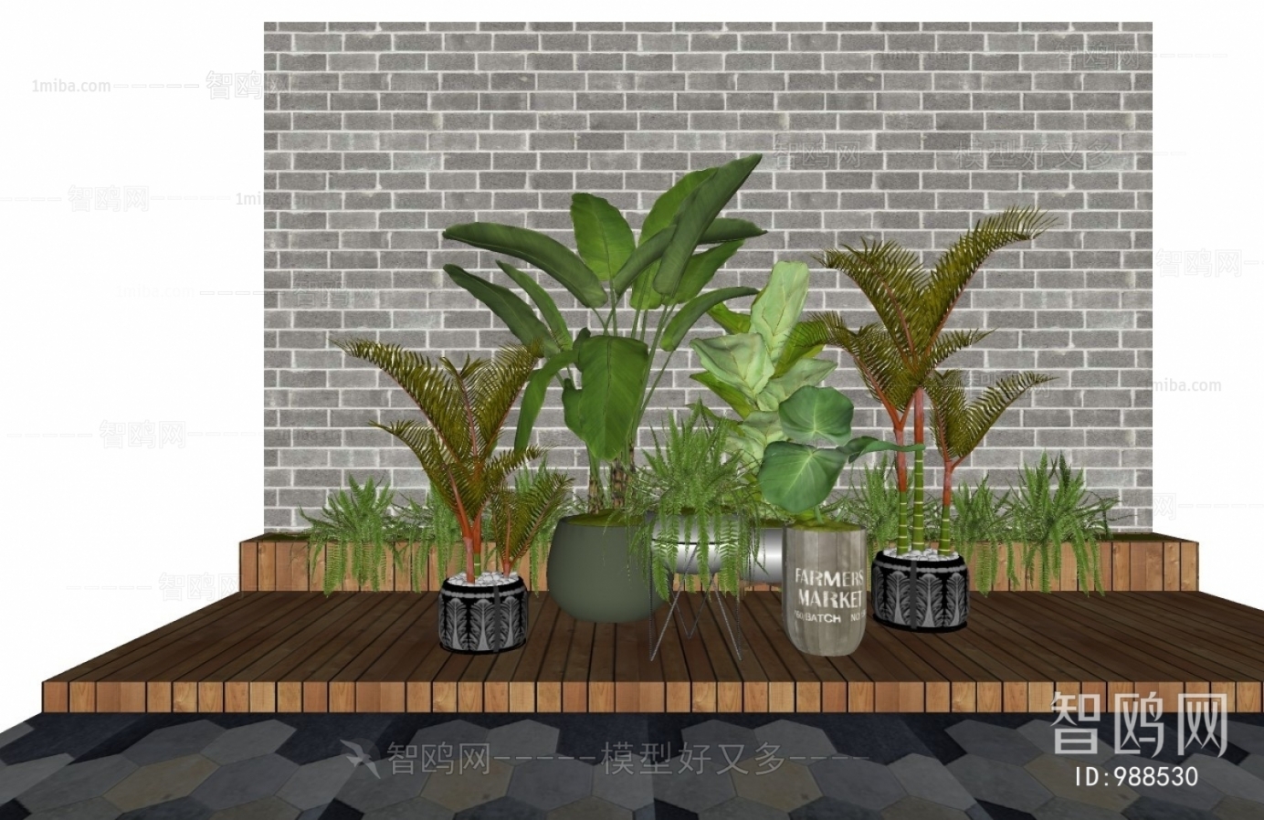 Modern Potted Green Plant