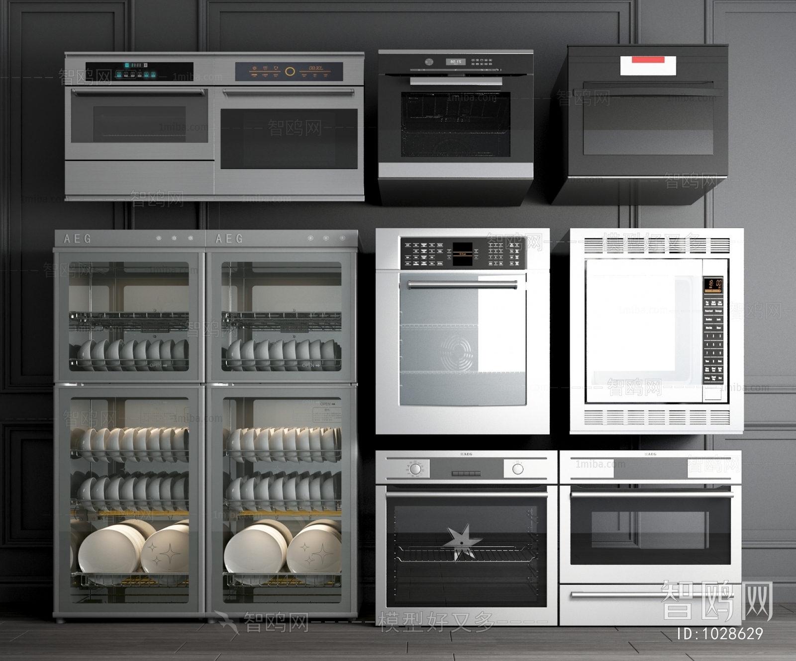 现代消毒柜 洗碗机 烤箱组合