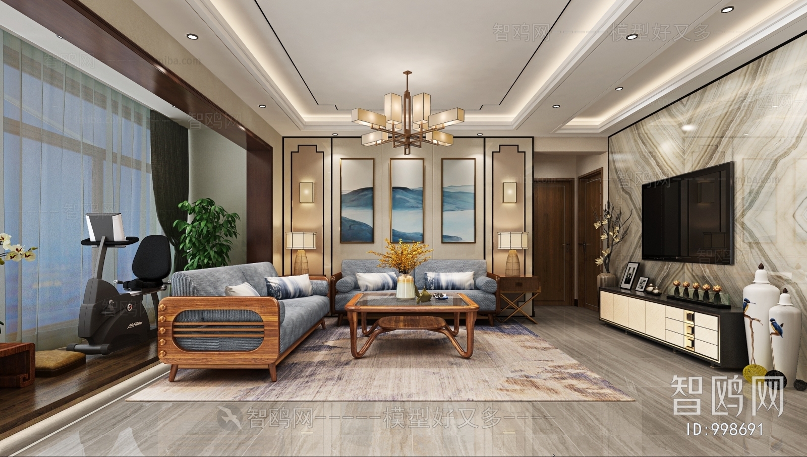 New Chinese Style A Living Room