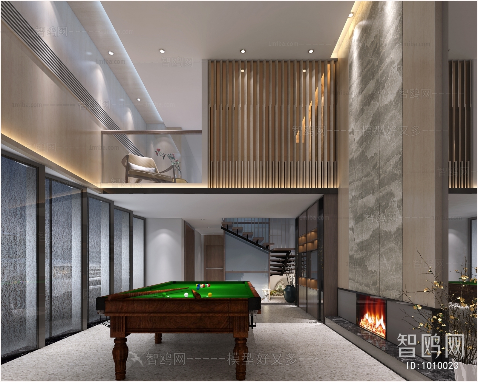 Modern American Style Billiards Room