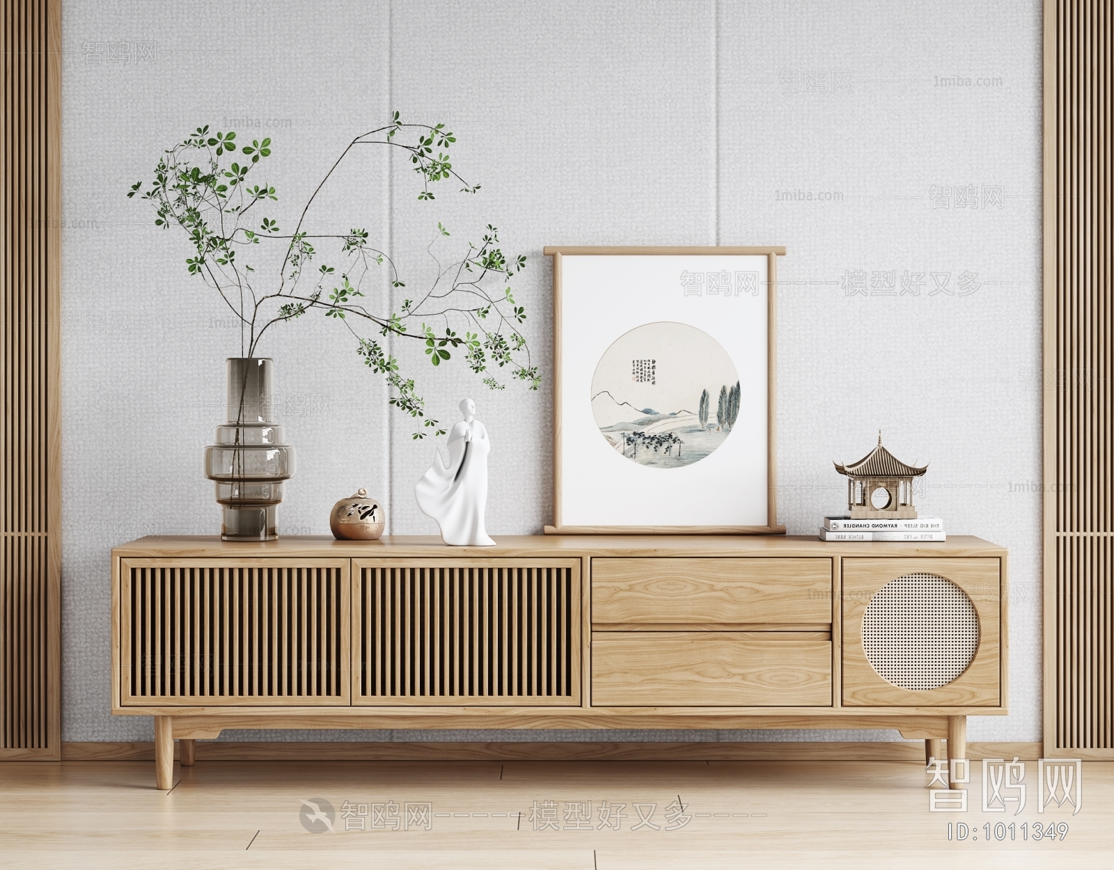 Japanese Style New Chinese Style TV Cabinet