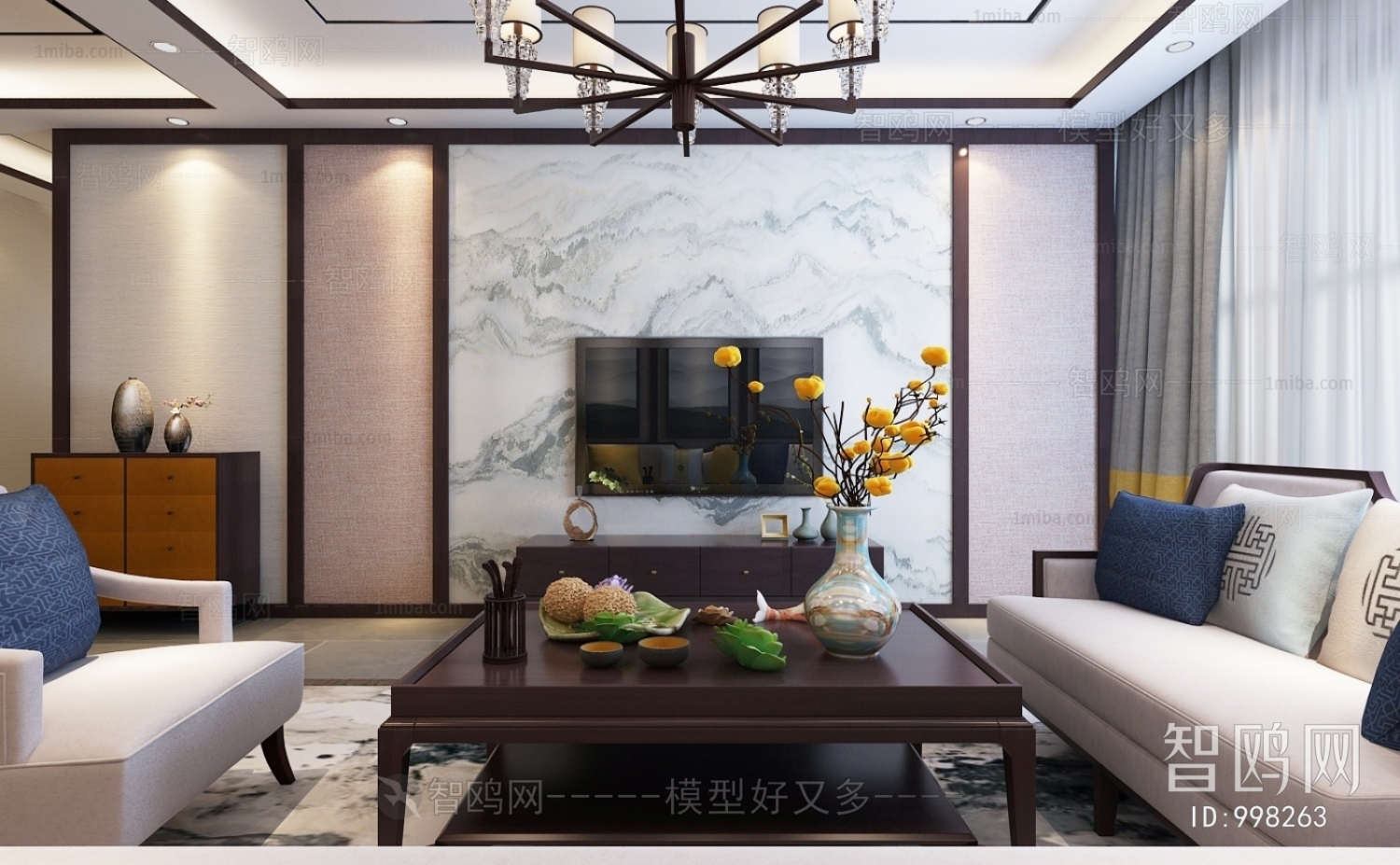 New Chinese Style A Living Room