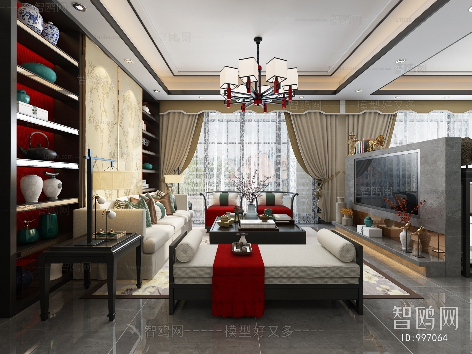 New Chinese Style A Living Room