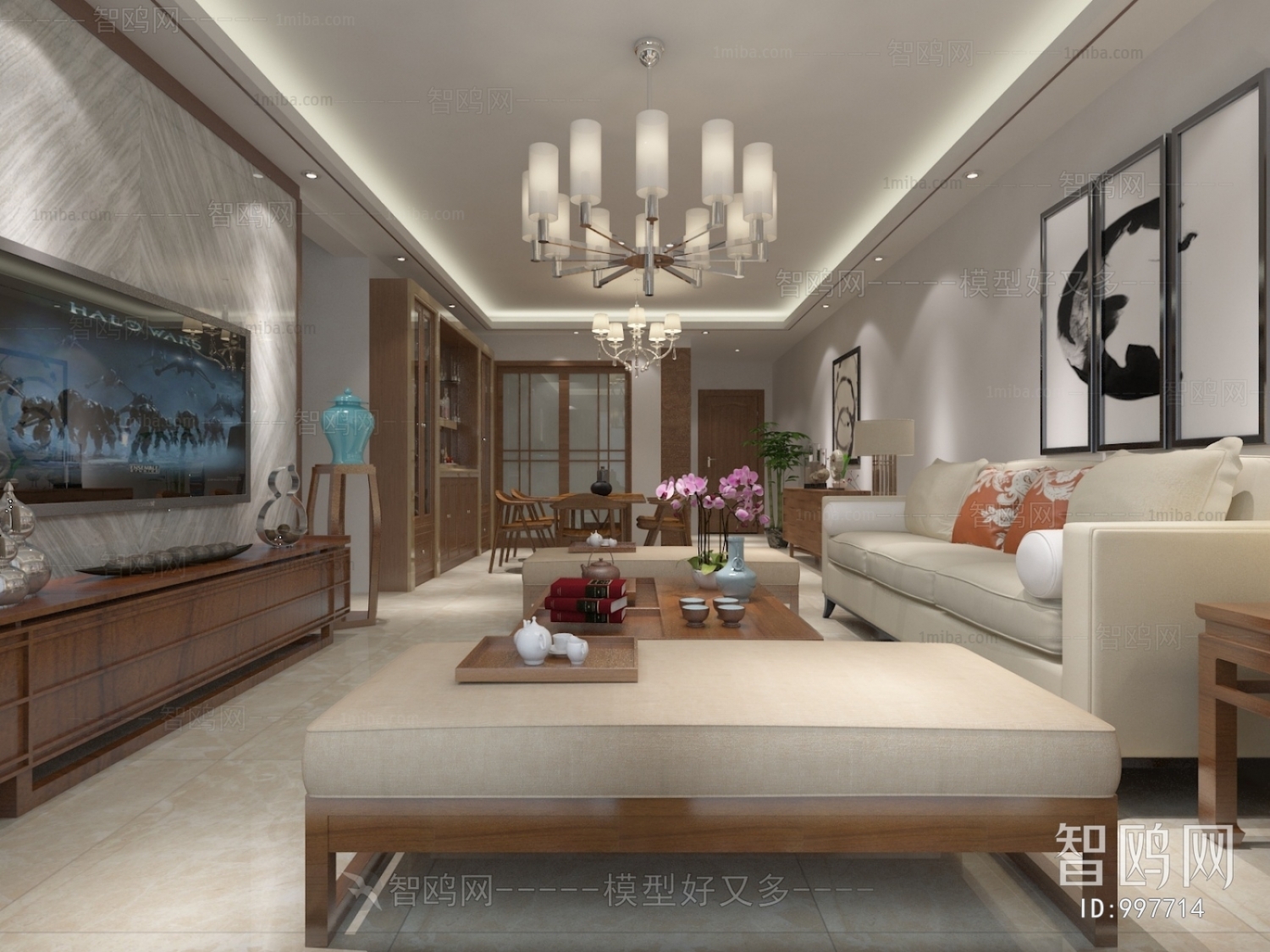 New Chinese Style A Living Room