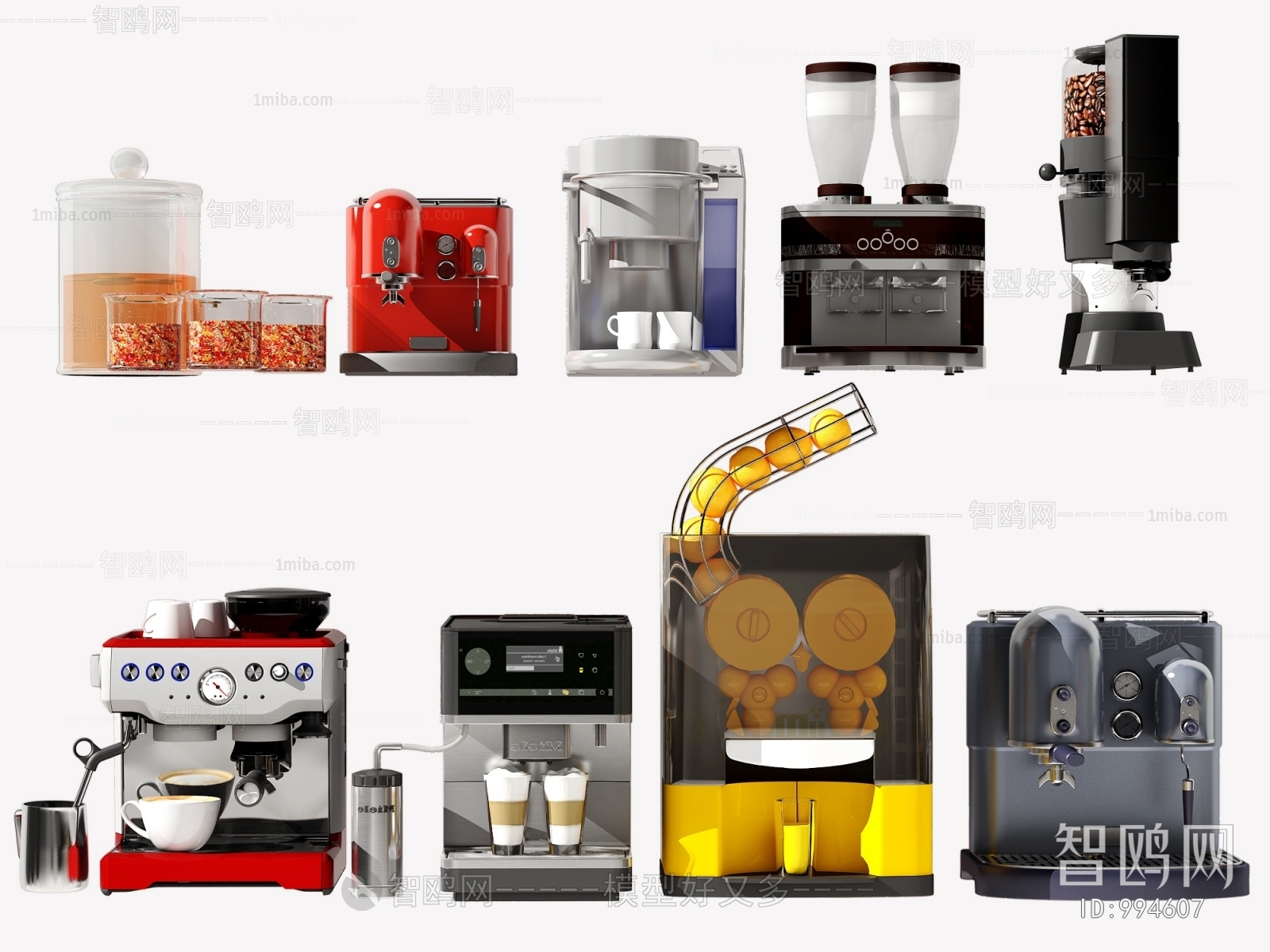 现代咖啡机 榨汁机 饮料机 厨房电器组合