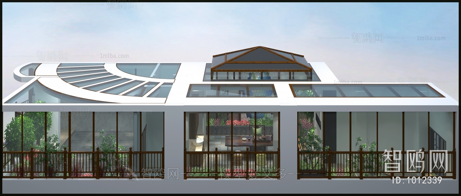 New Chinese Style Glass Sun Room